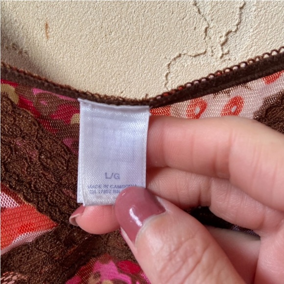 GAP Sexy Sheer Red Multicolor Floral Print Babydoll Nightie Sleepwear Large - Picture 6 of 10